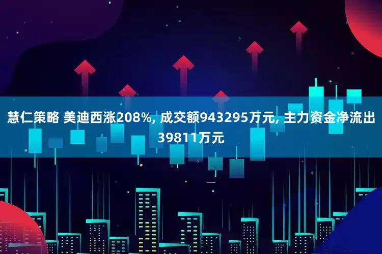 慧仁策略 美迪西涨208%, 成交额943295万元, 主力资金净流出39811万元